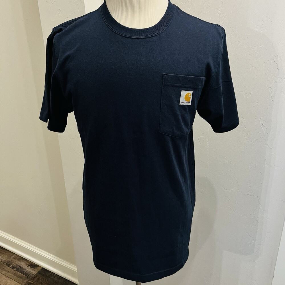 Men’s Carhartt Loose Fit Heavyweight Pocket T Shirt Navy Blue Small (A0130)